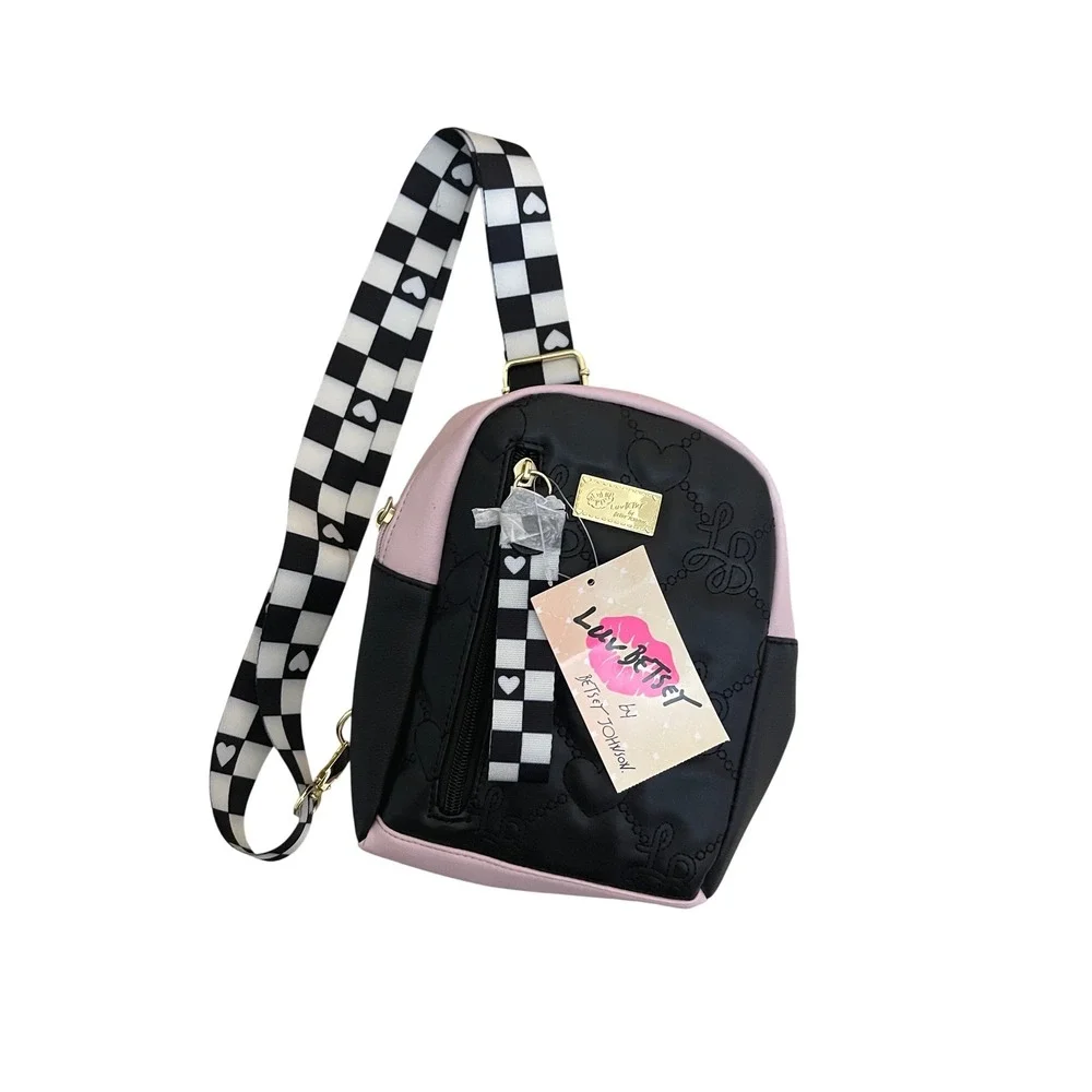 LUV BETSEY‎ BY BETSEY JOHNSON  LBLEELA Mini Sling Backpack Quilted Heart Y2K NWT